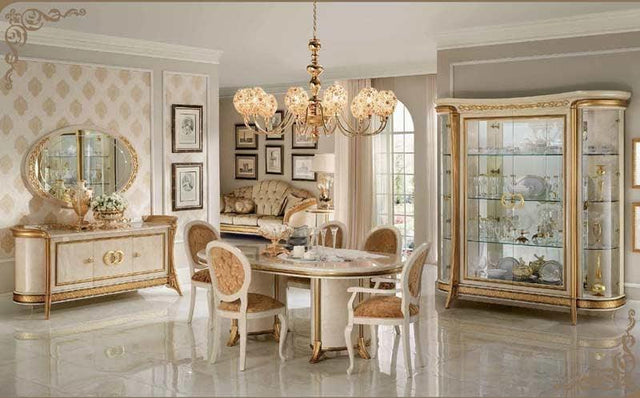 Arredoclassic Italy Melodia 6 Piece Oval Dining Table Set W - 2Ext - Melodiadt - 6Set | ESF | Home Elegance USA