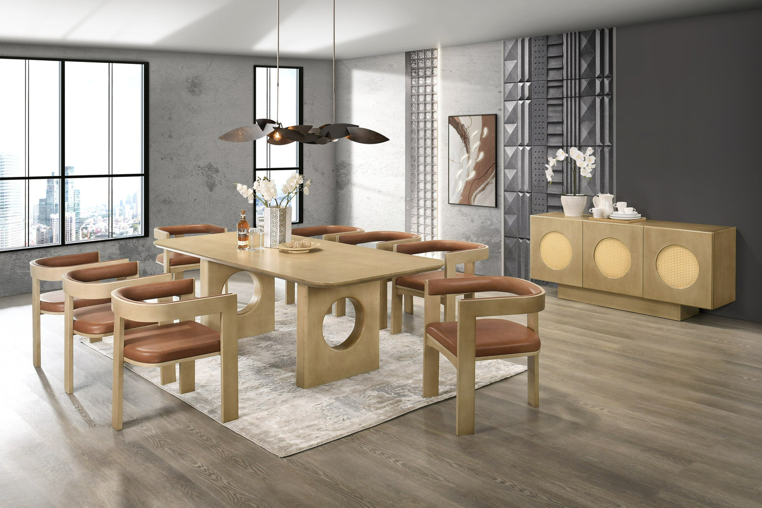 Vig Furniture Modrest Oshana - Modern White Oak Dining Set