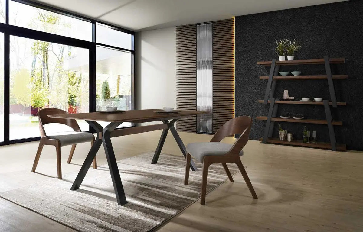 Vig Furniture - Modrest Runyon Modern Walnut & Grey Fabric Dining Chair (Set Of 2) - Vgmami-836-Gry