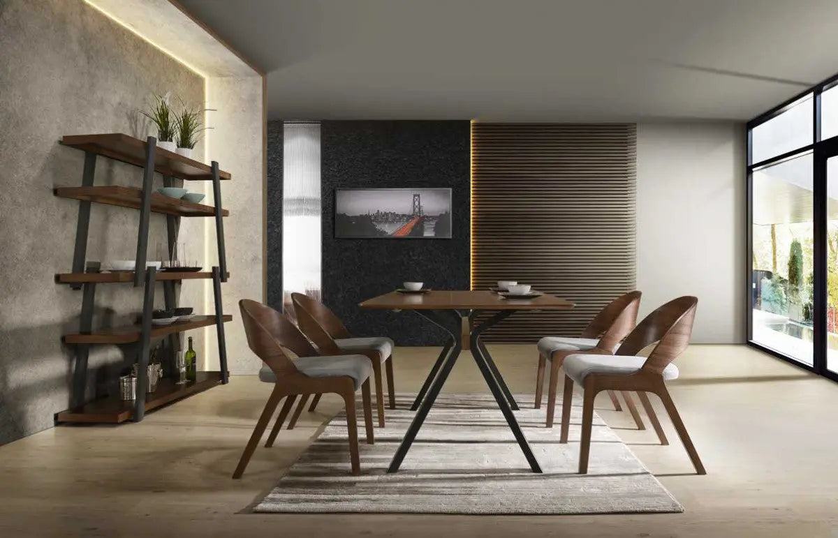 Vig Furniture - Modrest Runyon Modern Walnut & Grey Fabric Dining Chair (Set Of 2) - Vgmami-836-Gry