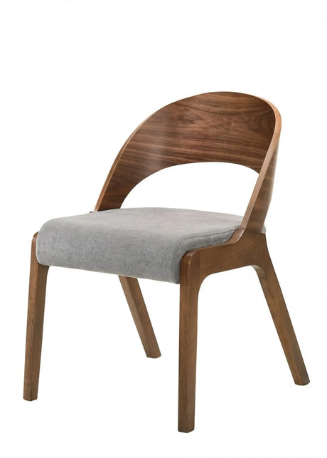 Modrest Runyon Modern Walnut & Grey Fabric Dining Chair (Set Of 2) Vgmami-836-Gry