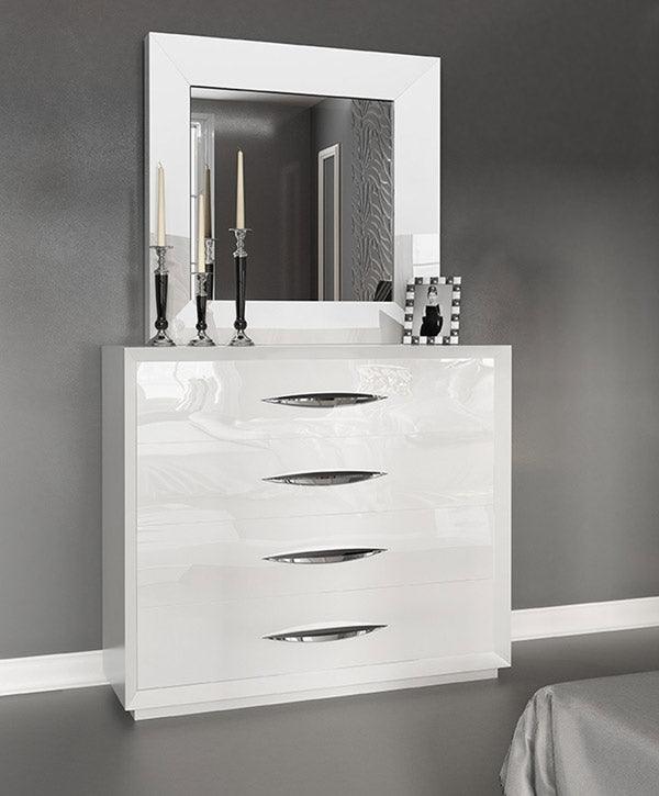 Esf Furniture - Miami Single Dresser And Mirror Set In White - Miami-Single Dr+M