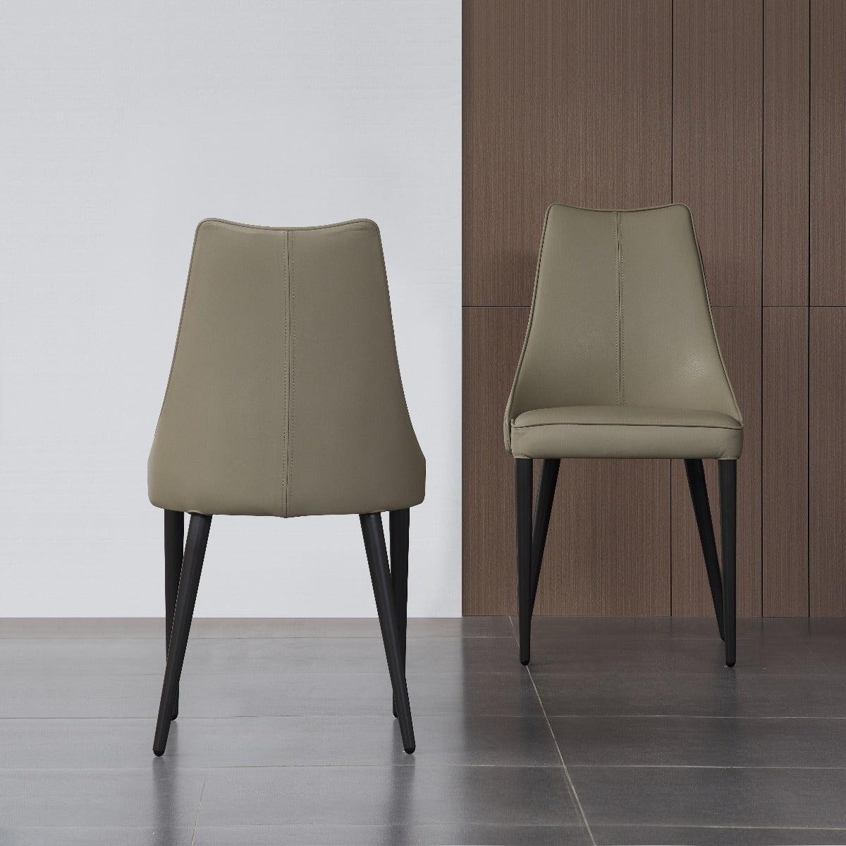 J&M Furniture - Milano Leather Dining Chair Set Of 2 In Light Grey - 18991-Lg