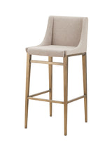 Vig Furniture Modrest Mimi - Contemporary Beige + Brass Bar Stool (Set of 2)