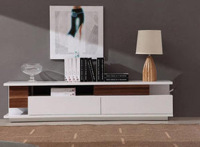 Tv Stand Tv061 In White High Gloss & Walnut - 17759 | J&M