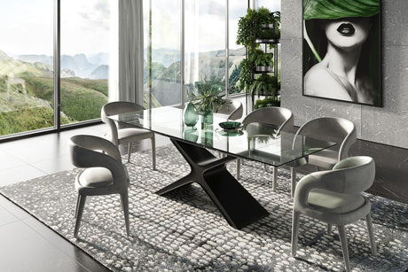 Vig Furniture Modrest Adler - Modern Black Glass Extendable 63"/94.5" Dining Table
