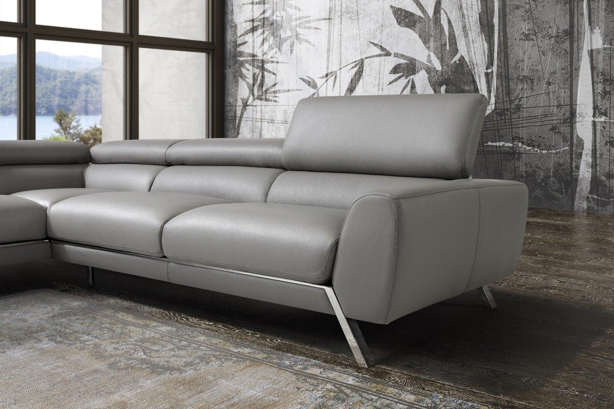 J&M Furniture - Mood Grey Leather Sectional Left Hand Facing - 182883-Lhfc