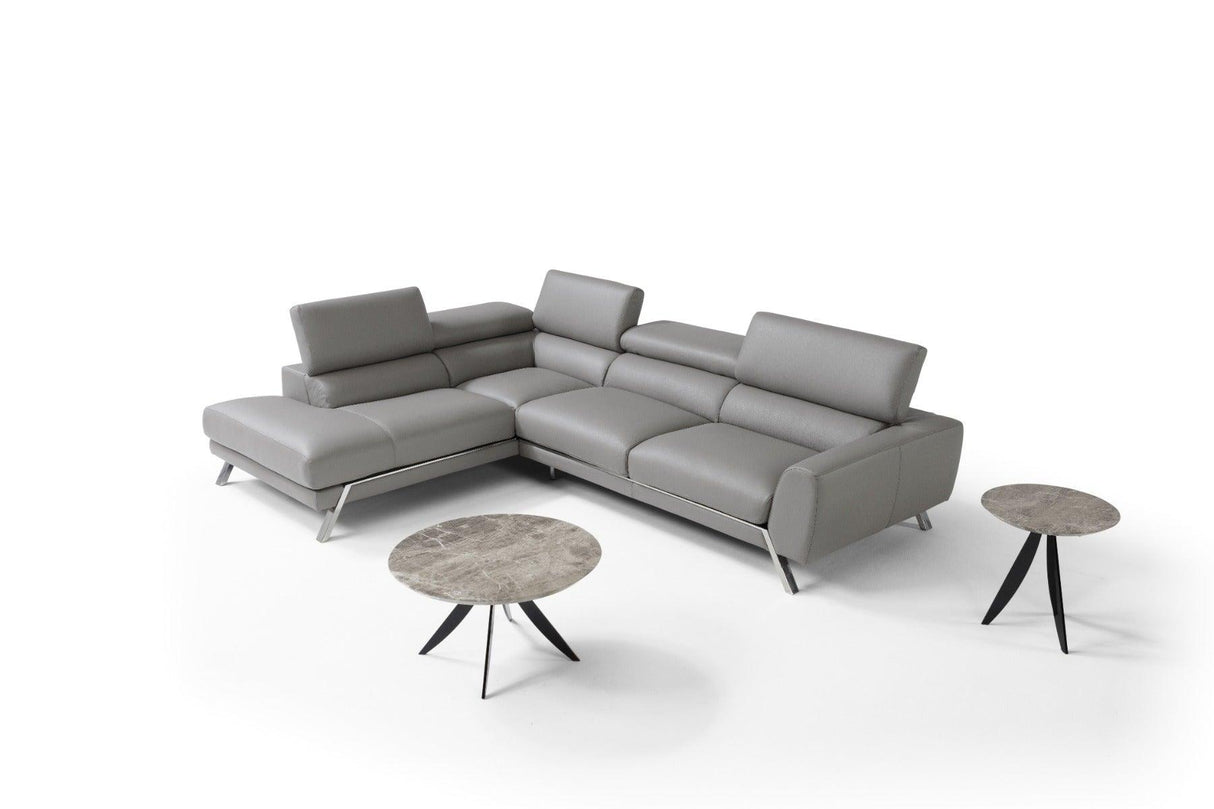 J&M Furniture - Mood Grey Leather Sectional Left Hand Facing - 182883-Lhfc