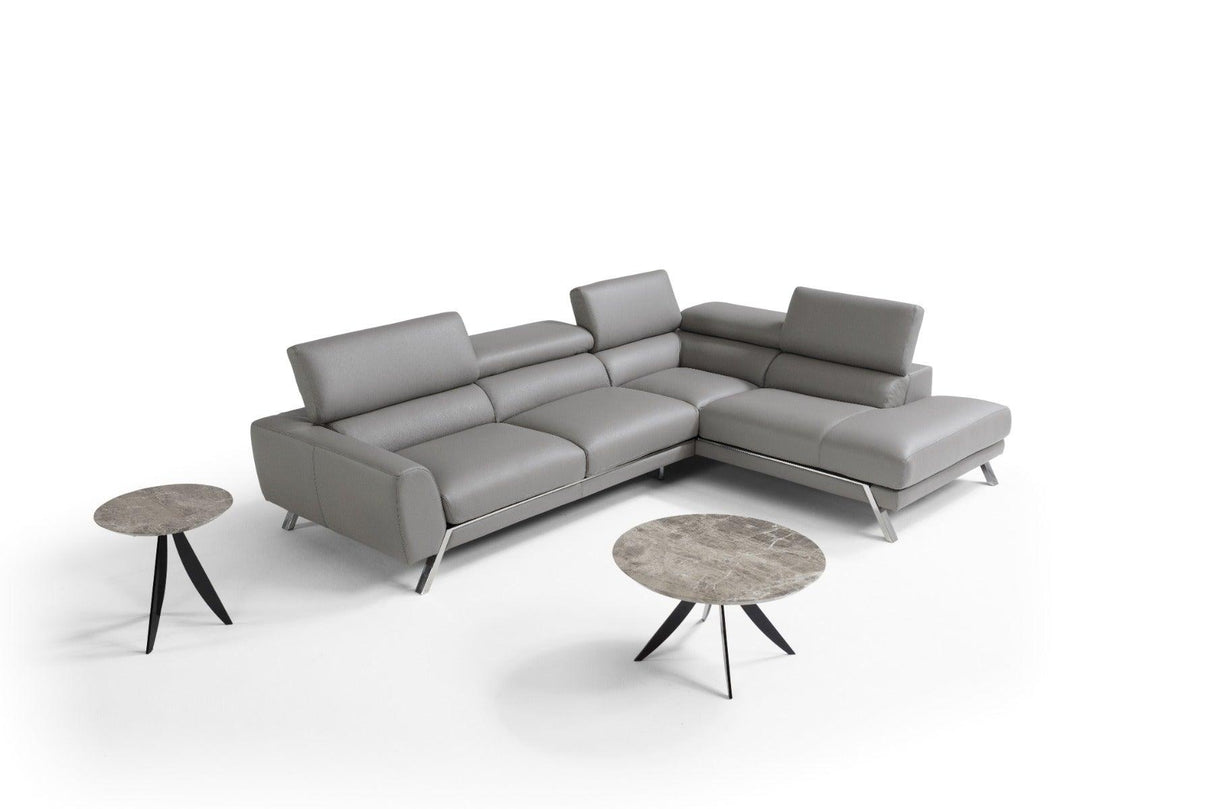J&M Furniture - Mood Grey Leather Sectional Right Hand Facing - 182883-Rhfc