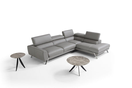 J&M Furniture - Mood Grey Leather Sectional Right Hand Facing - 182883-Rhfc