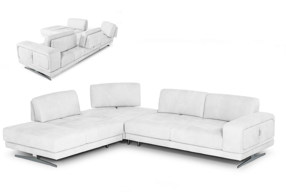 Vig Furniture Lamod Italia Mood - Italian White Leather Left Facing Sectional Sofa