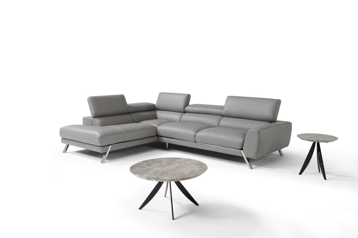 J&M Furniture - Mood Grey Leather Sectional Left Hand Facing - 182883-Lhfc