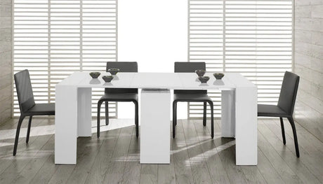 Vig Furniture - Morph - Modern Ultra-Compact Extendable White Dining Table - Vggu837Xt-Wht