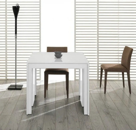 Vig Furniture - Morph - Modern Ultra-Compact Extendable White Dining Table - Vggu837Xt-Wht