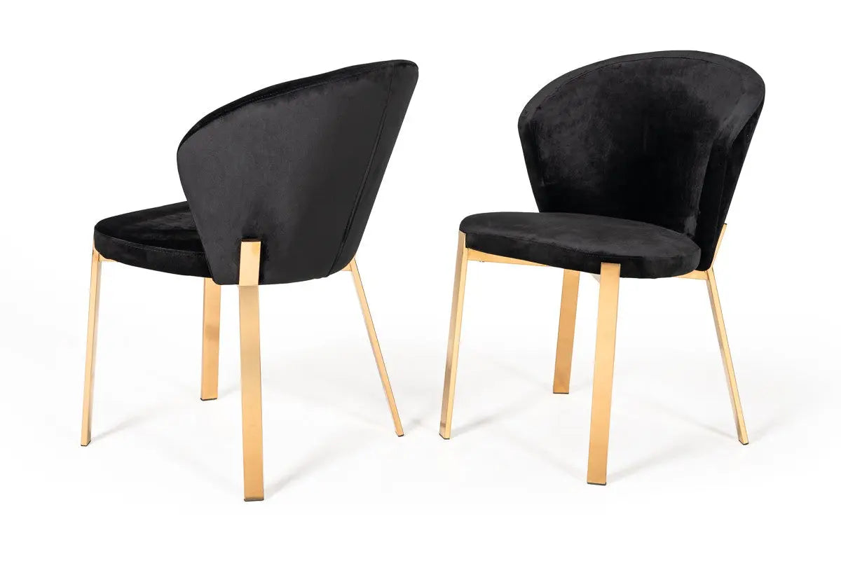 Vig Furniture - Modrest Nadia Modern Black Velvet & Rosegold Dining Chair (Set Of 2) - Vgvcb209-Blkrg