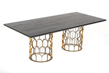 Vig Furniture - Modrest Natalie Modern Black Acacia & Antique Brass Dining Table - Vglbgats-Dt220-03