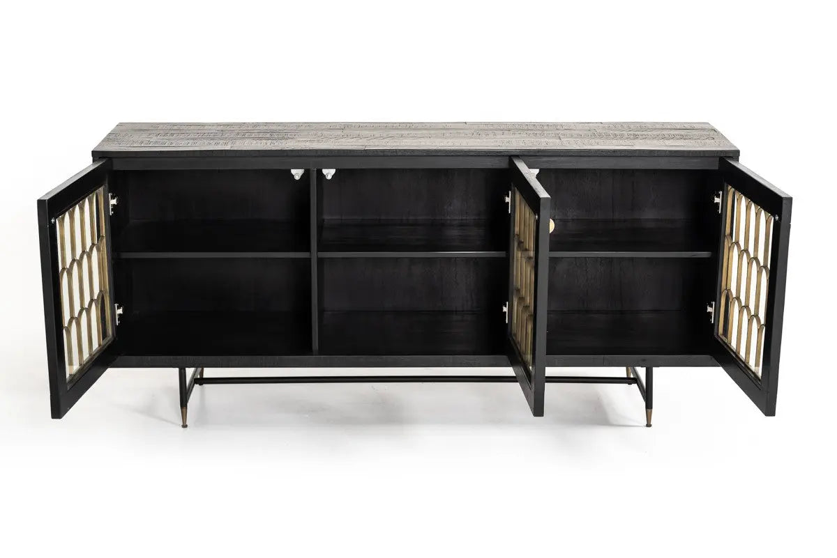 Vig Furniture - Modrest Natalie Modern Black Acacia & Antique Brass Buffet - Vglbgats-Sb167-02