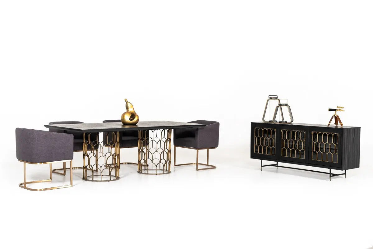 Vig Furniture - Modrest Natalie Modern Black Acacia & Antique Brass Dining Table - Vglbgats-Dt220-03