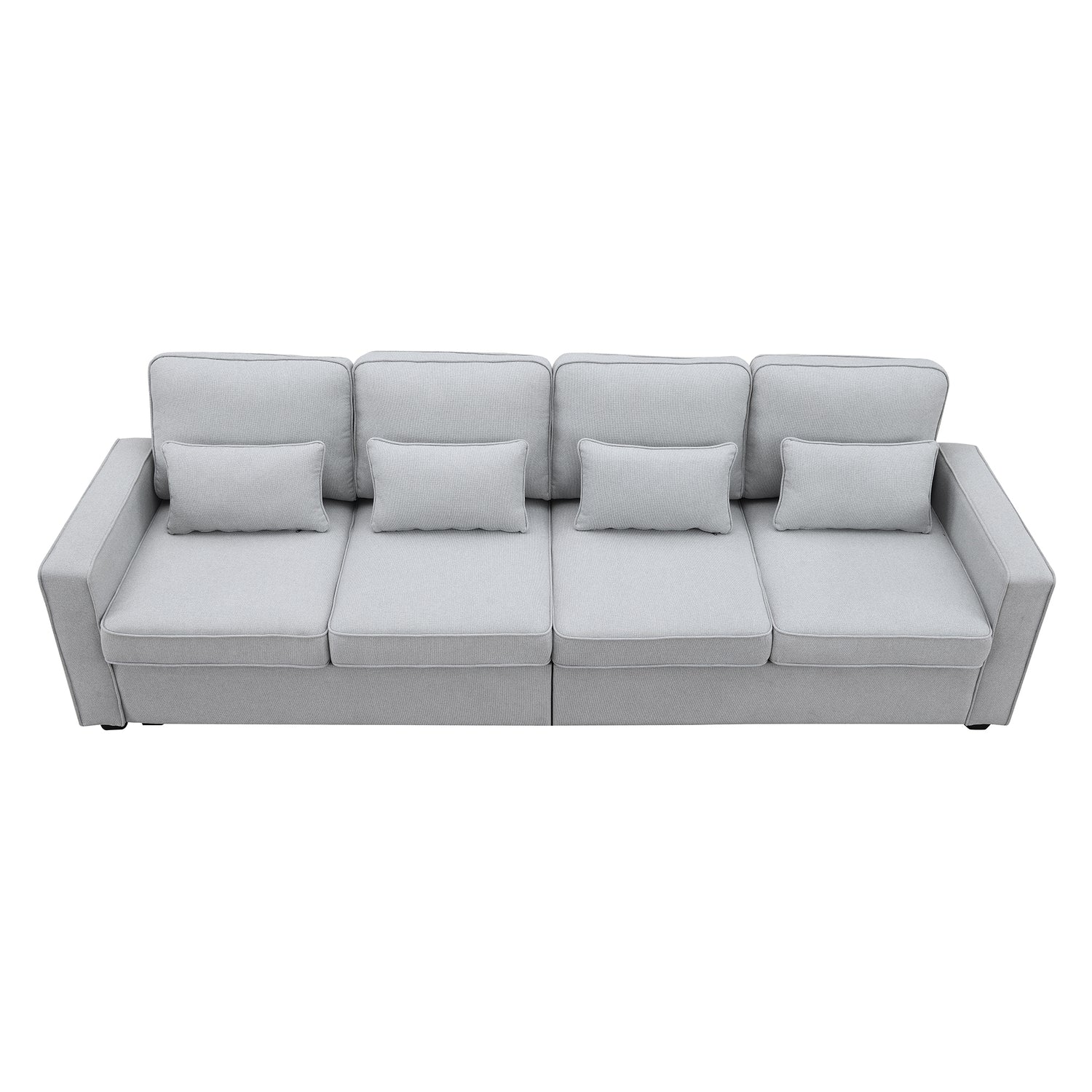 [VIDEO provided] [New] 104" 4-Seater Modern Linen Fabric Sofa with Armrest Pockets and 4 Pillows,Minimalist Style Couch for Living Room, Apartment, Office,3 Colors - Home Elegance USA