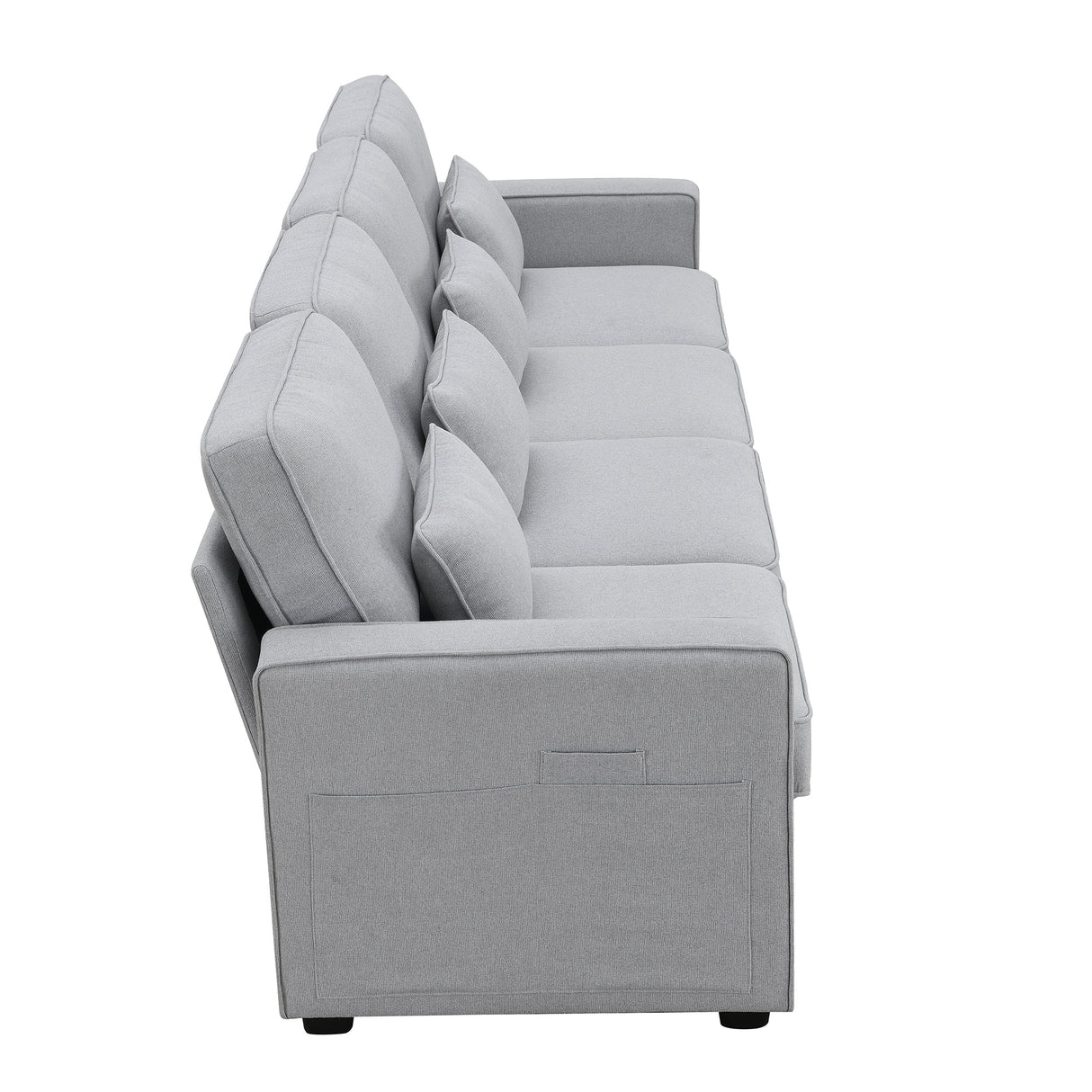 [VIDEO provided] [New] 104" 4-Seater Modern Linen Fabric Sofa with Armrest Pockets and 4 Pillows,Minimalist Style Couch for Living Room, Apartment, Office,3 Colors Home Elegance USA