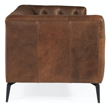 Nicola Stationary Sofa in Saddlebag Lodge Leather with Black Metal Base – Hooker Furniture