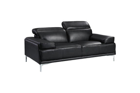 Nicolo Black Bonded Leather Loveseat - 18982-L | J&M