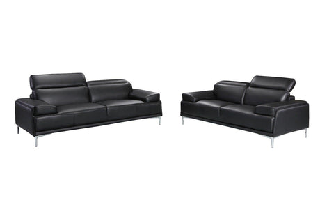 Nicolo Black Bonded Leather Loveseat - 18982-L | J&M