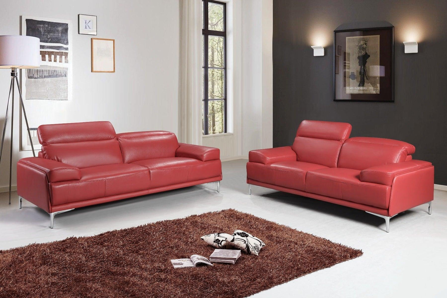 J&M Furniture - Nicolo Love Seat In Red - 18981-L