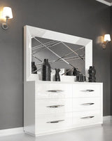 Esf Furniture - Carmen Double Dresser With Mirror Set In White - Carmenmirrorwhite-M