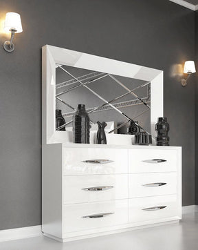 Carmen Double Dresser With Mirror Set In White - Carmenmirrorwhite-M | ESF