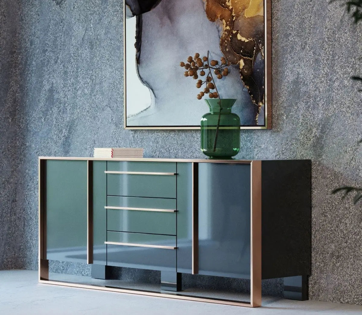 Vig Furniture - Nova Domus Cartier Modern Black & Rosegold Buffet - Vgvcg-A002