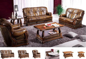 Oakman 3 Piece Living Room Set In Brown - Oakman- 3Set | ESF