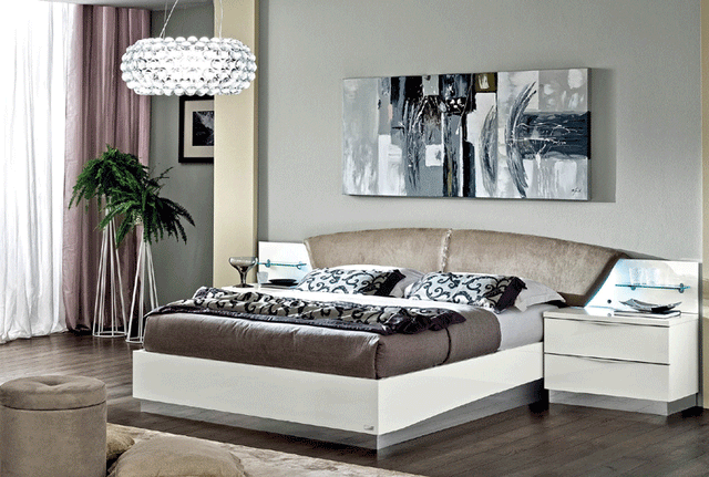 Esf Furniture - Onda Queen Platform Bed In White - Ondabedqswhite