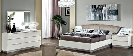 Esf Furniture - Onda 5 Piece Bedroom Eastern King Platform Bed Set In White - Ondabedkswhite-5Set