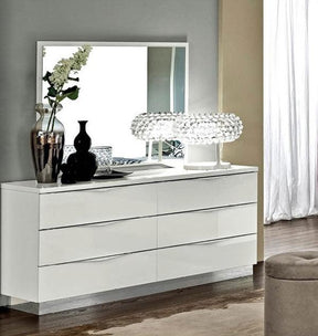 Onda Double Dresser With Mirror Set In White - Ondadresserwhite-M | ESF