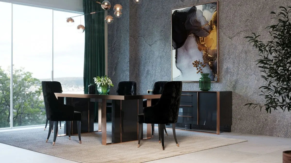 Vig Furniture - Nova Domus Cartier Modern Black & Rosegold Dining Table - Vgvct-A002