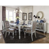 Orsina silver extendable dining table styled in a formal glam dining room - 5477N-96