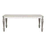 Orsina silver extendable dining table with ornate pedestal base and classic detailing Homelegance - 5477N-96