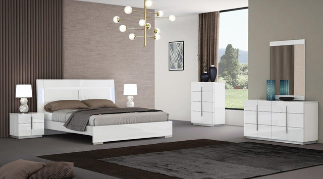 J&M Furniture - Oslo 6 Piece King Bedroom Set In White - 17485-K-6Set