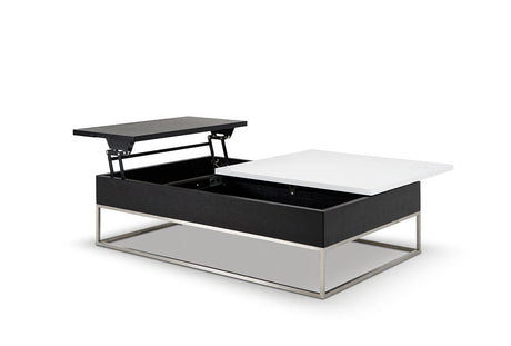 Vig Furniture P209A Modern White Coffee Table w/ Pull-Out Tray and Storage