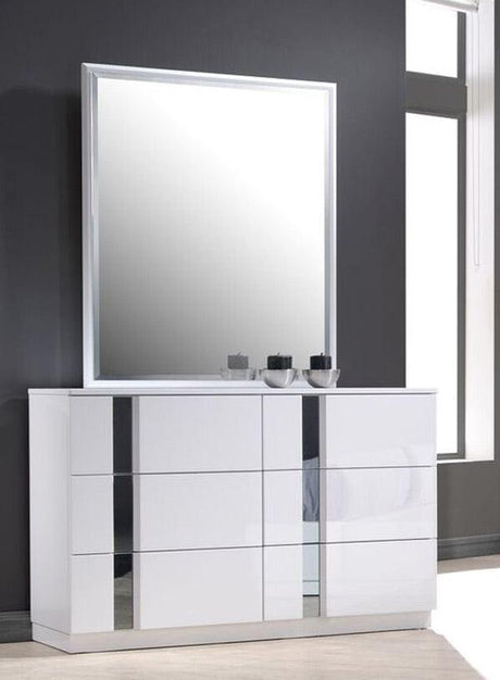 Palermo White Lacquer 3 Piece Queen Bedroom Set - 17853-Q-3Set | J&M