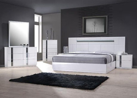 J&M Furniture - Palermo White Lacquer 4 Piece Queen Bedroom Set - 17853-Q-4Set