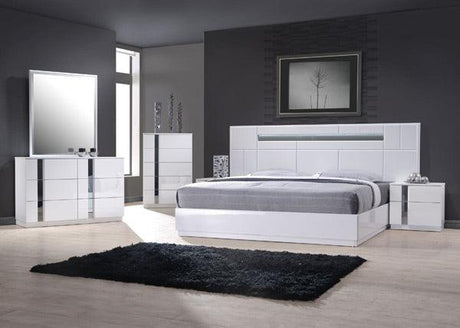 Palermo White Lacquer Dresser And Mirror - 17853-Dm | J&M