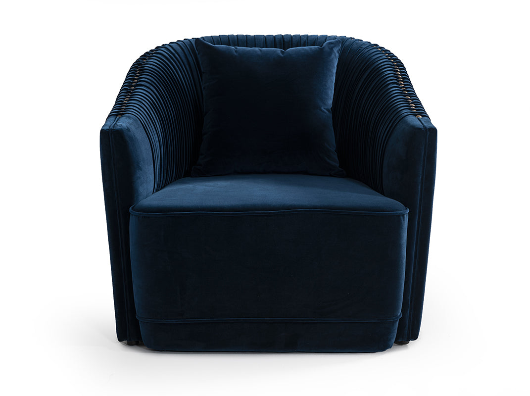 Vig Furniture Divani Casa Palomar Modern Blue Velvet & Brass Accent Chair