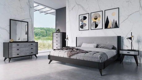 Vig Furniture - Nova Domus Panther Contemporary Grey & Black Bed - Vgmabr-77-Bed