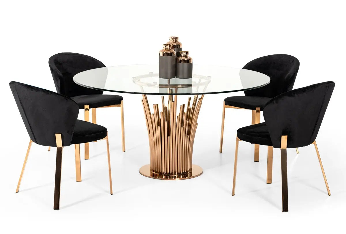 Vig Furniture - Modrest Paxton Modern Round Glass & Rosegold Dining Table - Vgvct817-Rnd