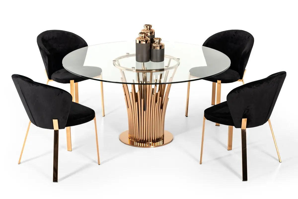 Vig Furniture - Modrest Paxton Modern Round Glass & Rosegold Dining Table - Vgvct817-Rnd