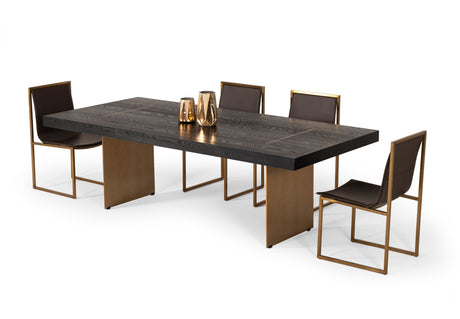 Vig Furniture Modrest Perret - Large Glam Black Ash + Brushed Brass Dining Table