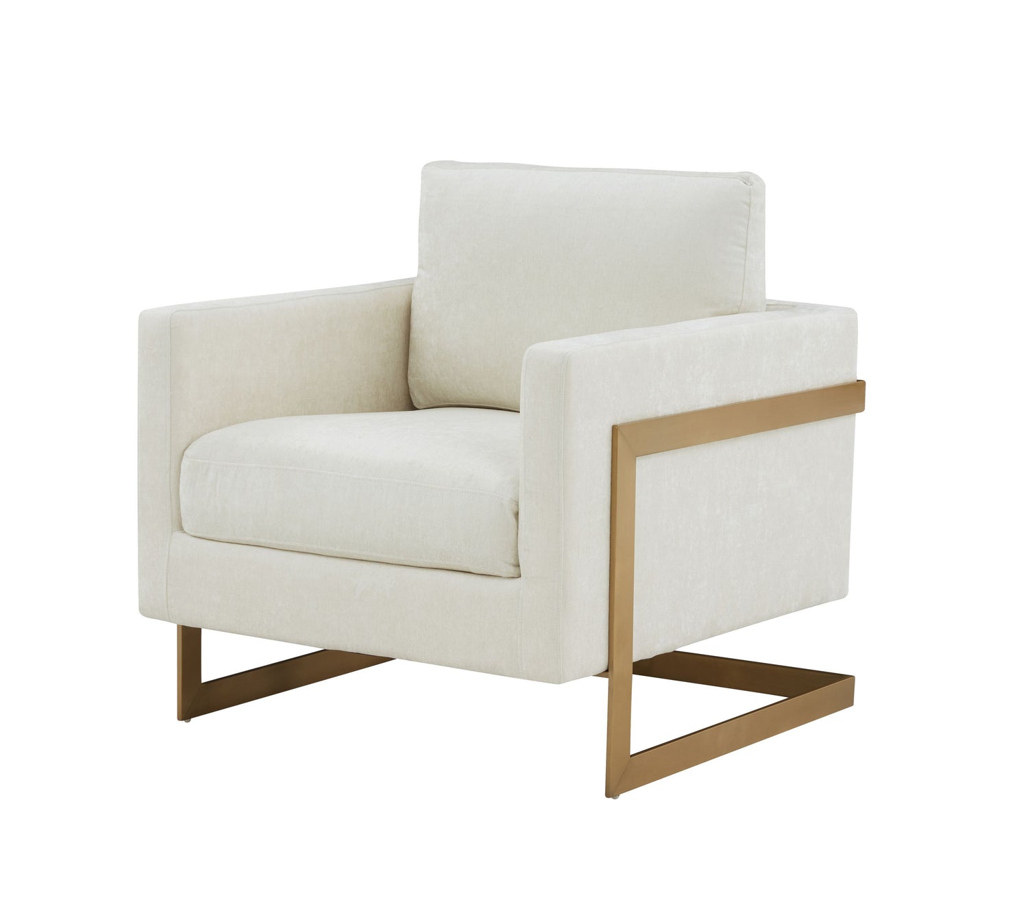 Vig Furniture Modrest Prince - Contemporary Cream + Gold Fabric Accent Chair