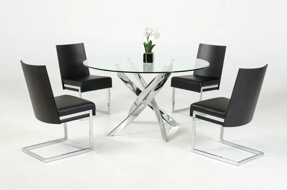 Vig Furniture - Modrest Pyrite Modern Round Glass Dining Table - Vgewf2133Aa